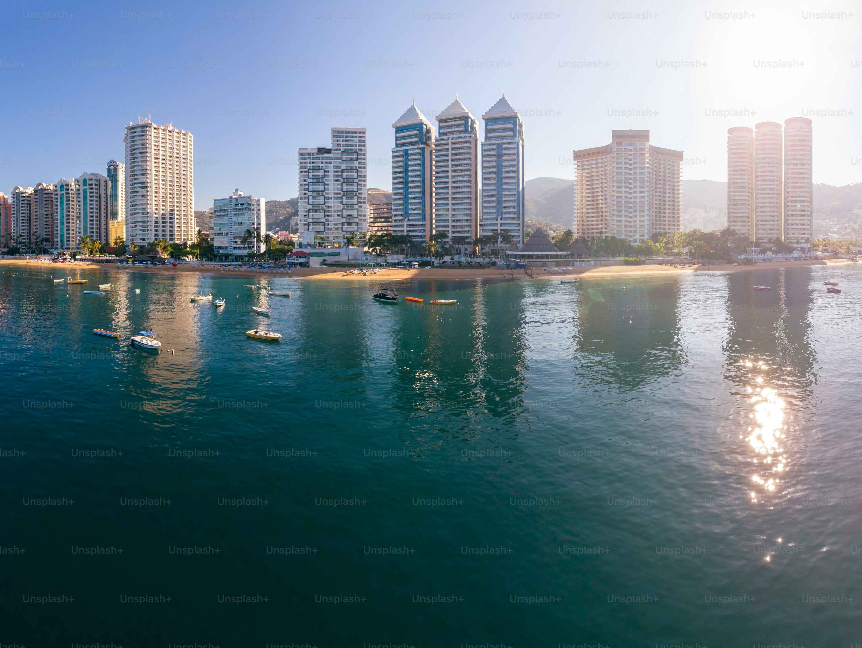Sunny day with boats sailing